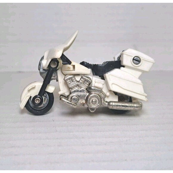 Vtg 1984 GoBots 3" Harley Robo White Bike Figure Tonka Bandai MR-37 Transformer - Picture 1 of 8
